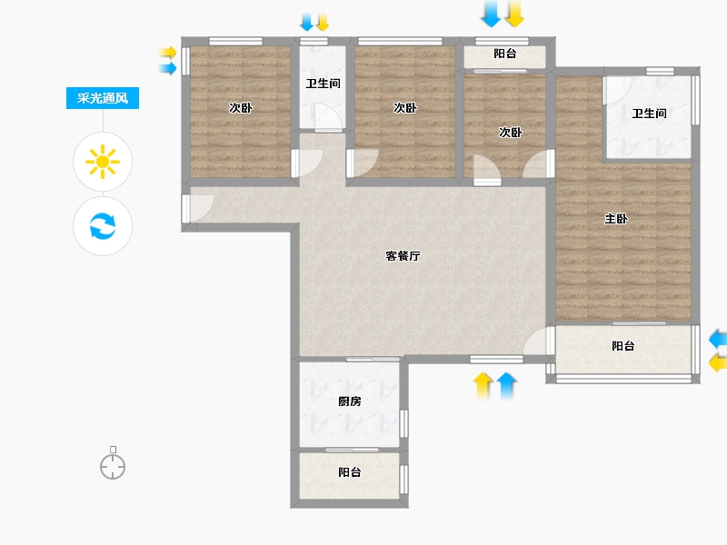 福建省-厦门市-海峡国际社区-一期-125.00-户型库-采光通风