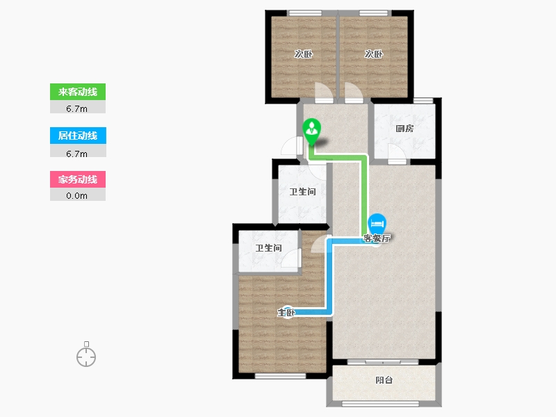 河北省-张家口市-龙庆书香丽景-105.00-户型库-动静线