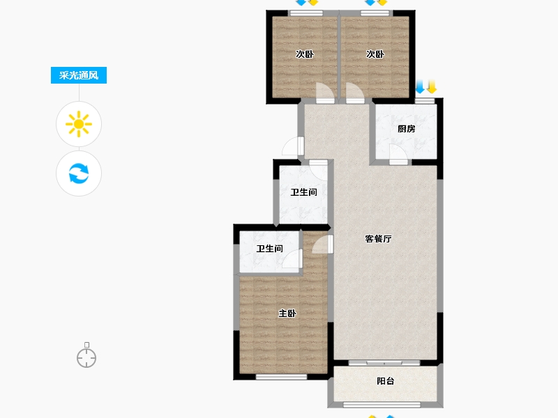 河北省-张家口市-龙庆书香丽景-105.00-户型库-采光通风