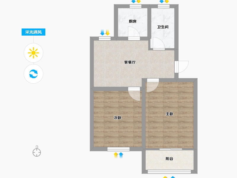 江苏省-苏州市-南头巷小区-56.00-户型库-采光通风