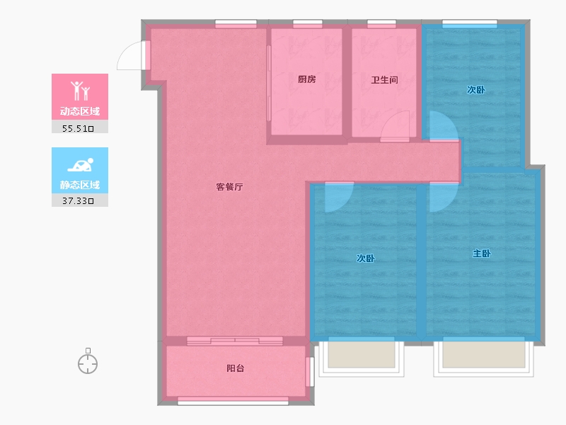 山东省-威海市-山能伴山林语二期-90.00-户型库-动静分区