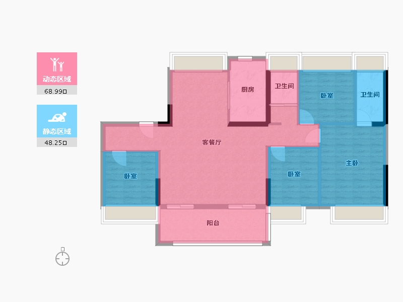 湖北省-黄石市-碧桂园-湖悦星辰-111.00-户型库-动静分区