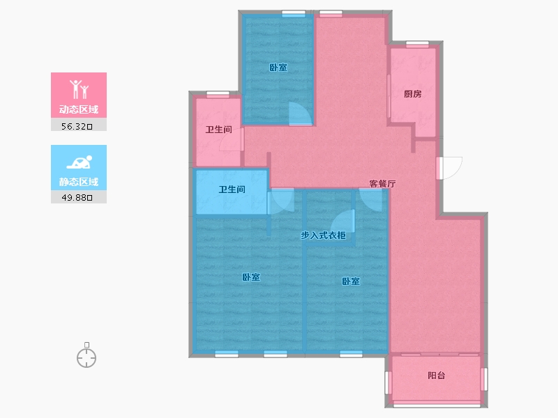 辽宁省-大连市-加州洋房-98.00-户型库-动静分区