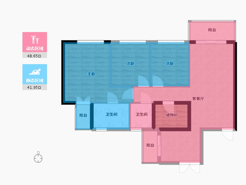 广东省-珠海市-田德花园-87.00-户型库-动静分区