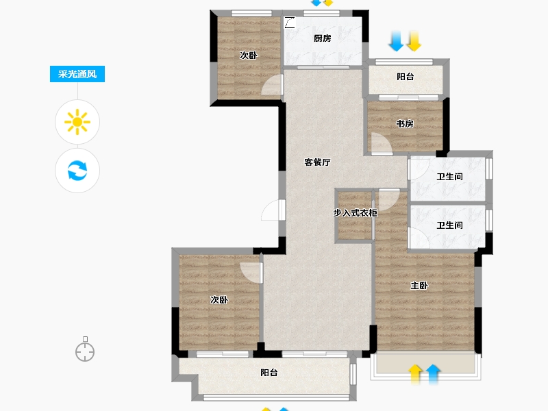 浙江省-台州市-铂璟府-102.00-户型库-采光通风