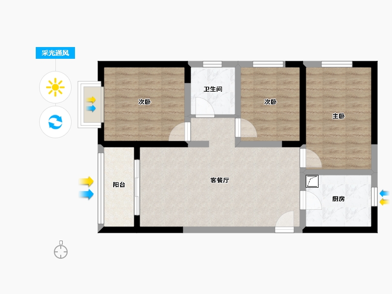 陕西省-西安市-绿城春风心语-78.00-户型库-采光通风