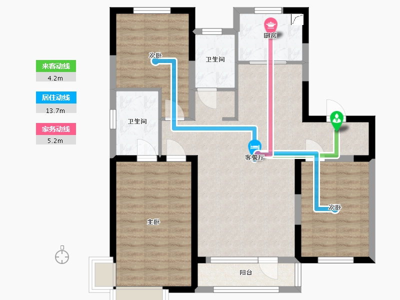 辽宁省-沈阳市-金沙巴黎花园-99.84-户型库-动静线