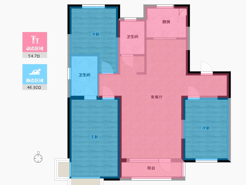 辽宁省-沈阳市-金沙巴黎花园-99.84-户型库-动静分区