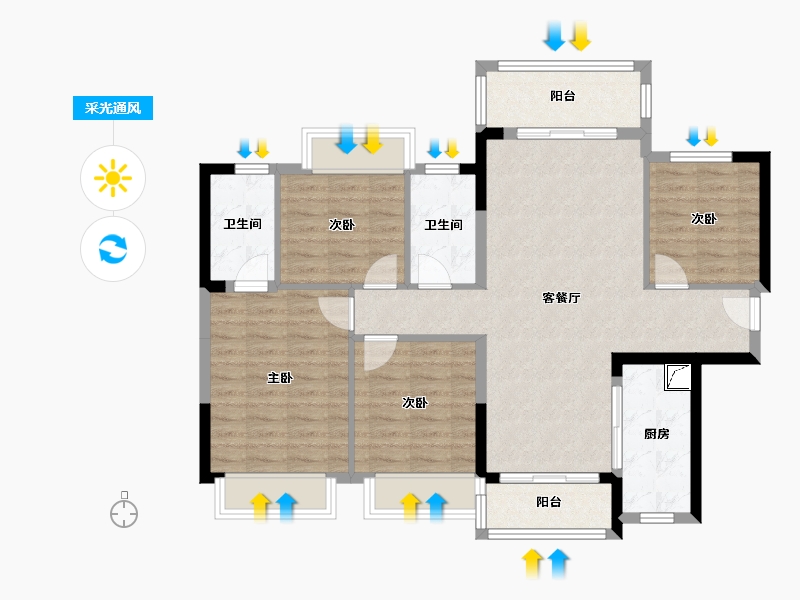 广东省-湛江市-华润置地·桃源里花园-100.00-户型库-采光通风