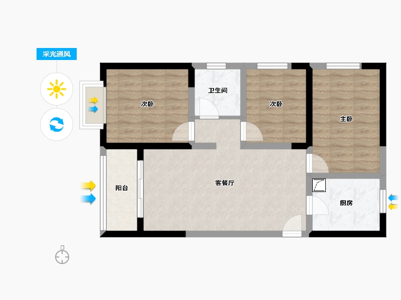 陕西省-西安市-绿城春风心语-78.00-户型库-采光通风