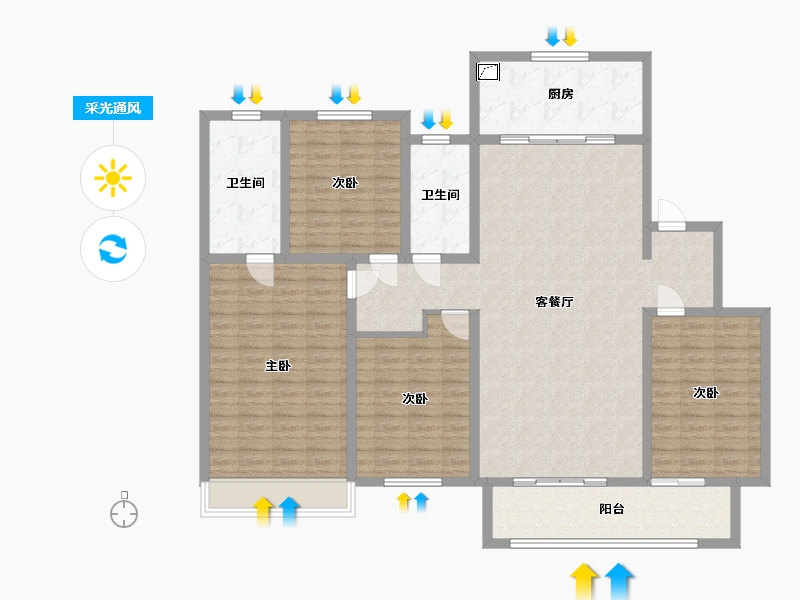 山东省-潍坊市-中海观澜-150.00-户型库-采光通风