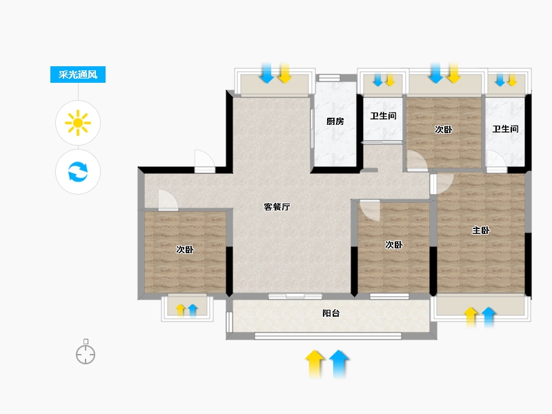 湖北省-孝感市-碧桂园-130.00-户型库-采光通风