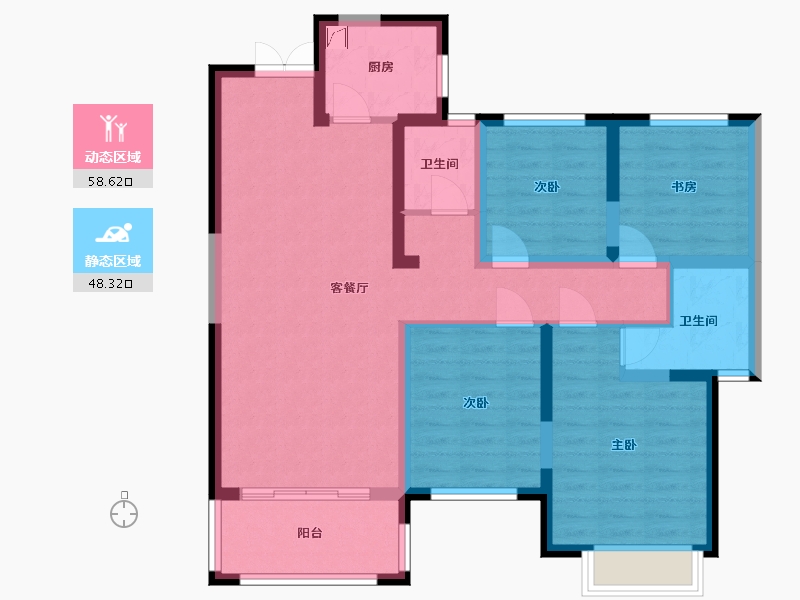 湖南省-长沙市-国欣向荣府-103.00-户型库-动静分区