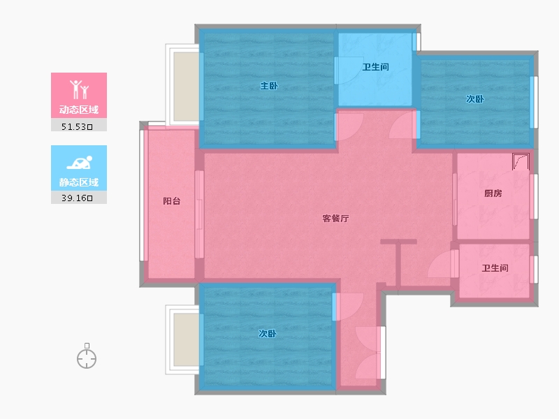 山东省-济南市-万象东方-88.52-户型库-动静分区