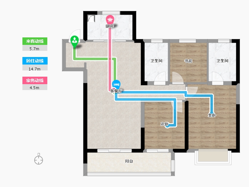 湖北省-武汉市-长存锦园-91.00-户型库-动静线