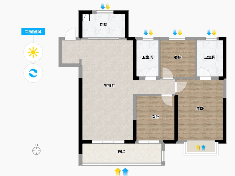 湖北省-武汉市-长存锦园-91.00-户型库-采光通风