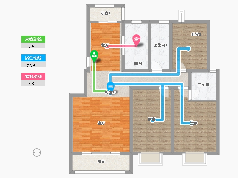 湖南省-娄底市-大汉龙廷-125.00-户型库-动静线