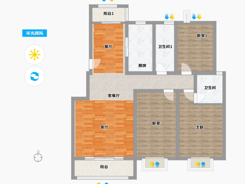 湖南省-娄底市-大汉龙廷-125.00-户型库-采光通风