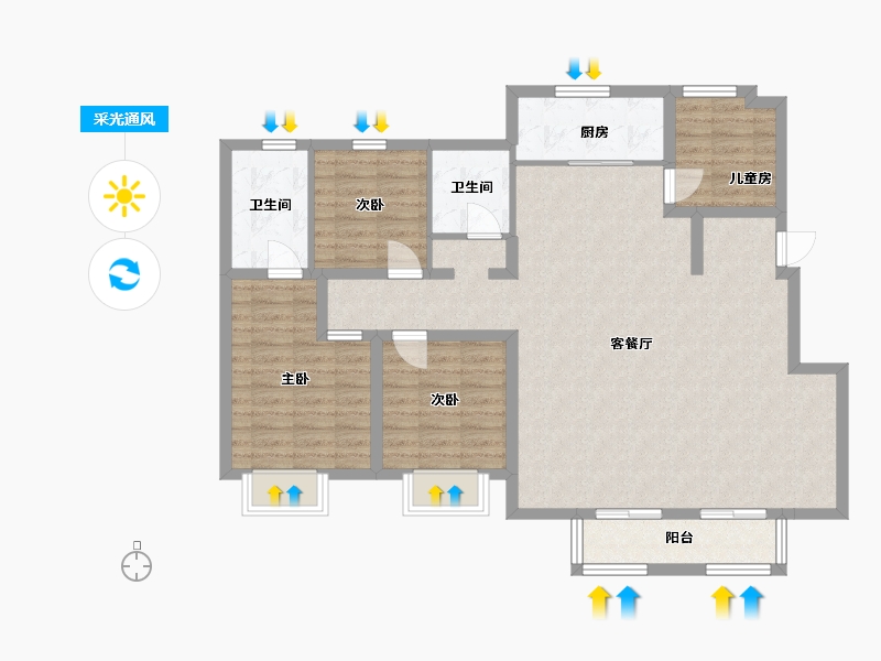 天津-天津市-新华联悦澜湾-122.00-户型库-采光通风