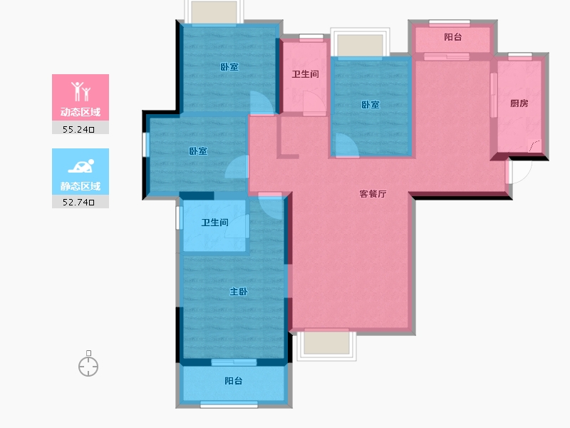 湖北省-黄石市-奥山星城-110.71-户型库-动静分区