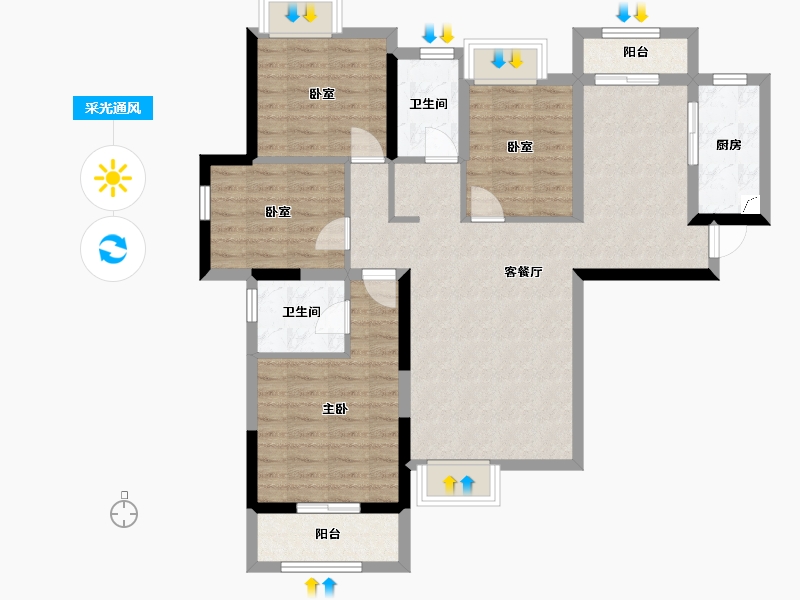 湖北省-黄石市-奥山星城-110.71-户型库-采光通风