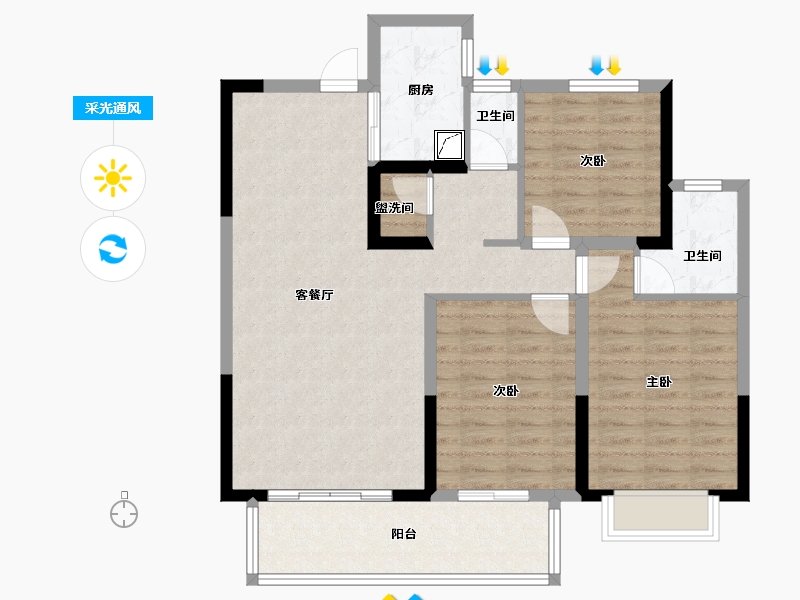 湖南省-岳阳市-荣湖城-117.00-户型库-采光通风