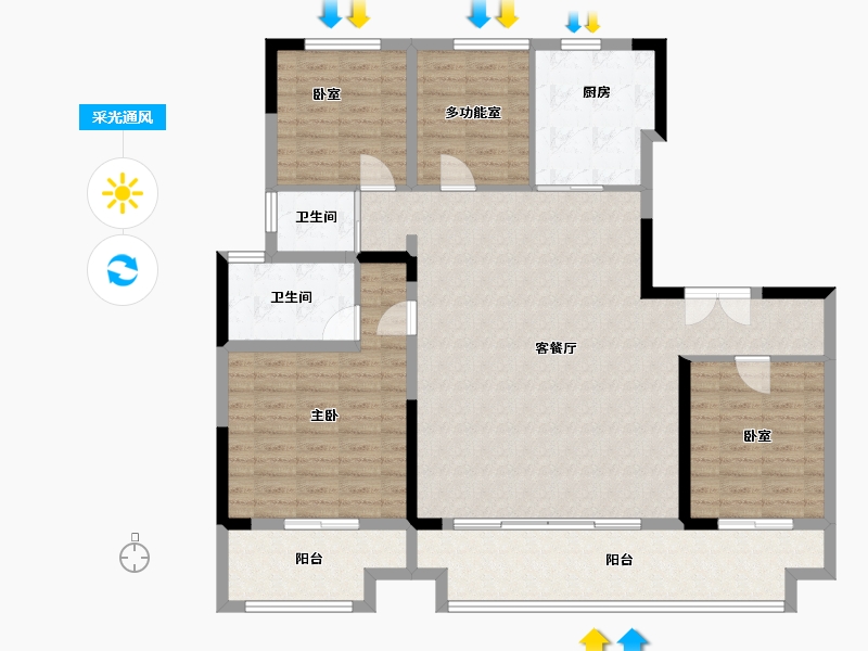 江苏省-连云港市-碧桂园九章赋-129.90-户型库-采光通风