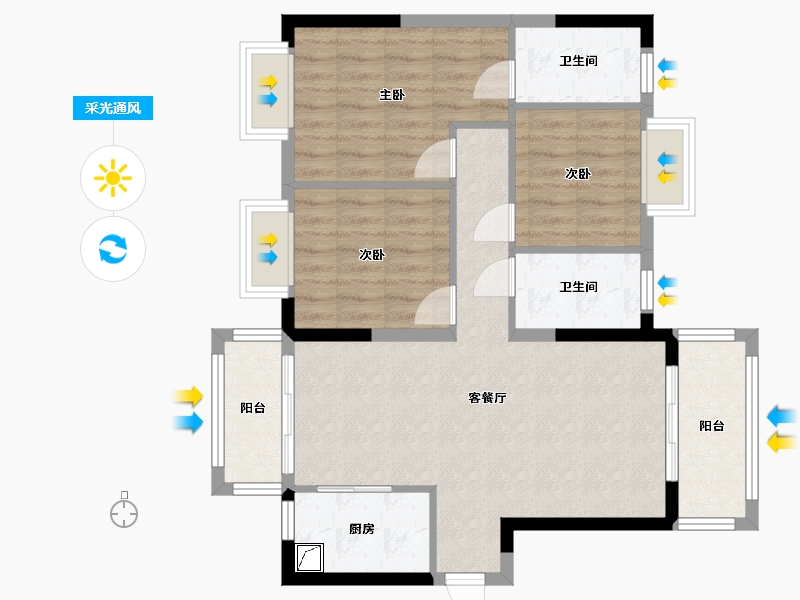 广东省-东莞市-御城花园-110.00-户型库-采光通风