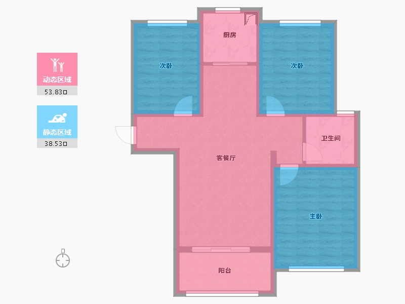 江苏省-扬州市-晶崴公馆-82.00-户型库-动静分区