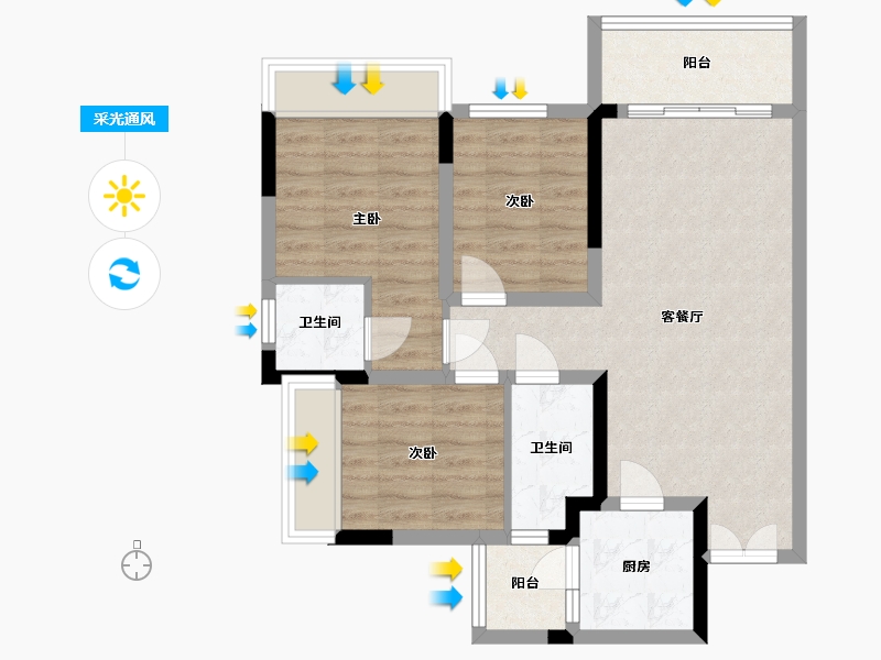 四川省-攀枝花市-澜公馆-76.99-户型库-采光通风