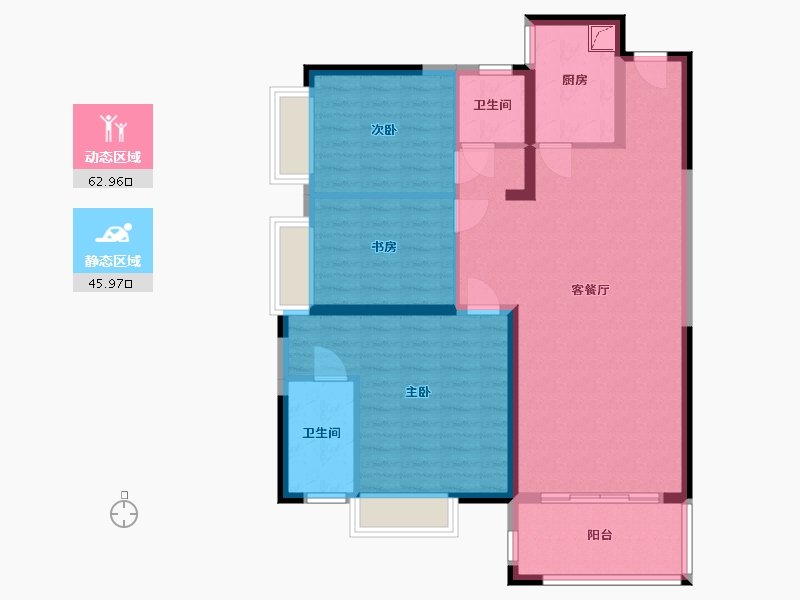 湖南省-长沙市-北辰三角洲奥城C2-98.00-户型库-动静分区