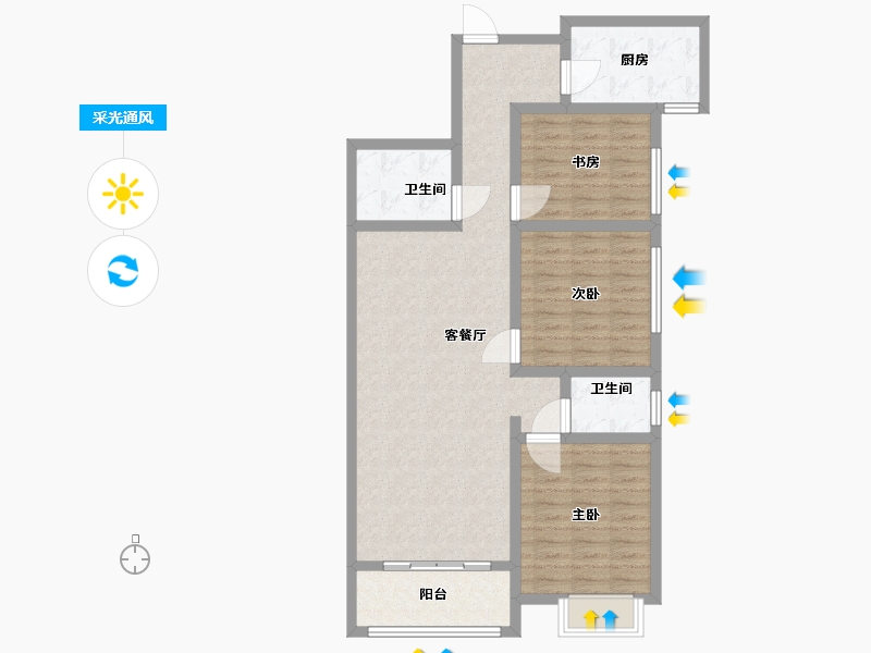 河南省-南阳市-悦澜湾-96.30-户型库-采光通风