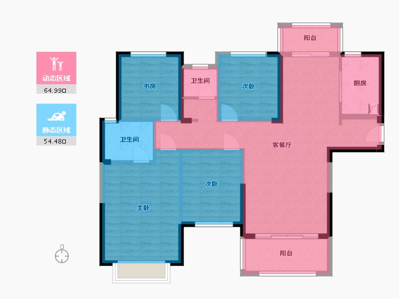 湖南省-长沙市-大汉公园里-119.00-户型库-动静分区