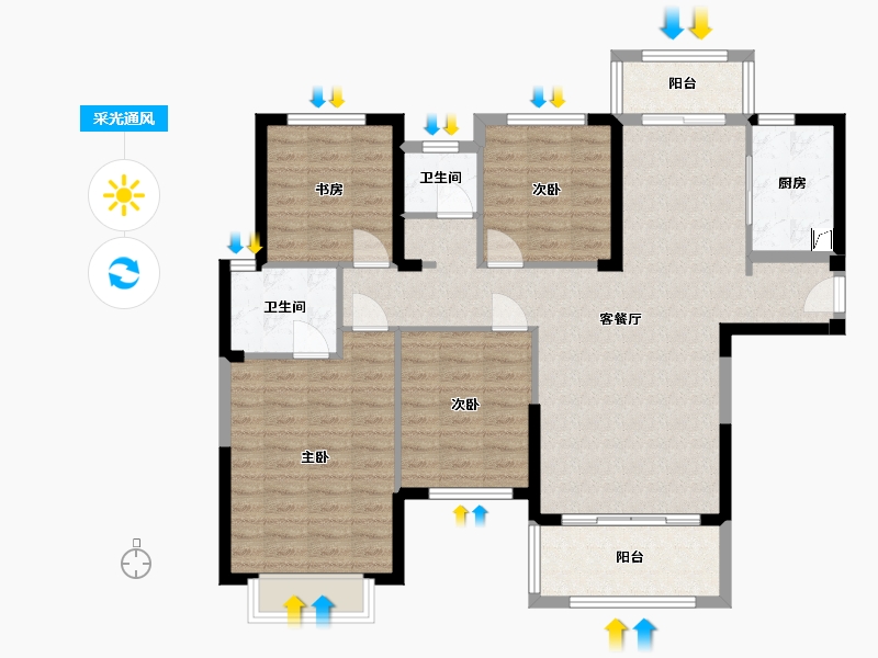 湖南省-长沙市-大汉公园里-119.00-户型库-采光通风