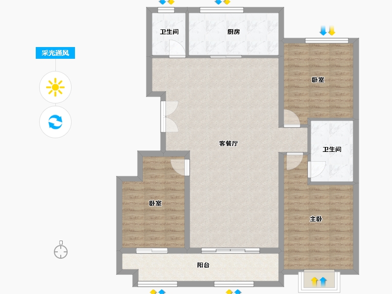 山东省-滨州市-恒新大都会-110.00-户型库-采光通风