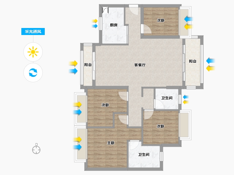 广西壮族自治区-玉林市-新世纪豪园-150.00-户型库-采光通风