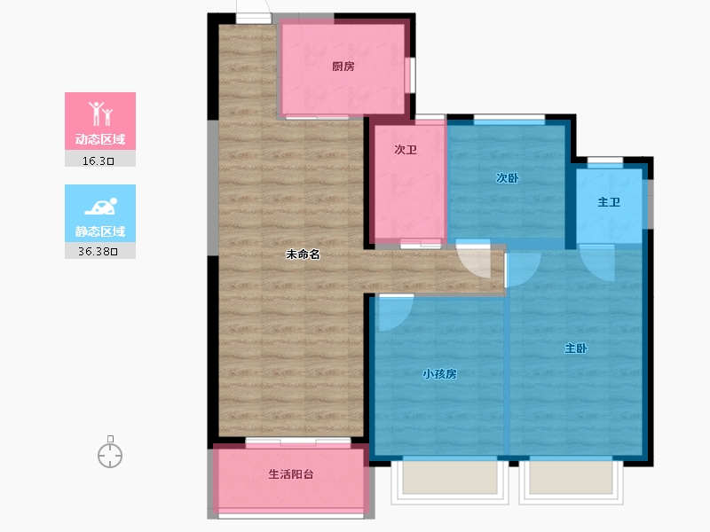 湖南省-长沙市-合能湘江公馆-75.18-户型库-动静分区