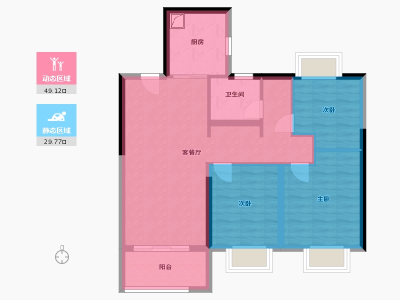 上海-上海市-金地峯范-70.00-户型库-动静分区