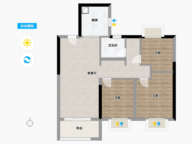 上海-上海市-金地峯范-70.00-户型库-采光通风