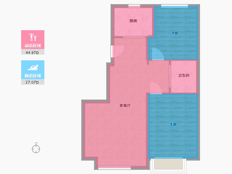 辽宁省-大连市-中梁观澜壹号院(建设中)-65.00-户型库-动静分区