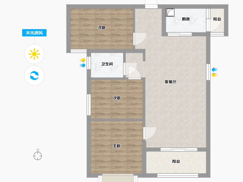 福建省-漳州市-夏商水岸名都-73.00-户型库-采光通风