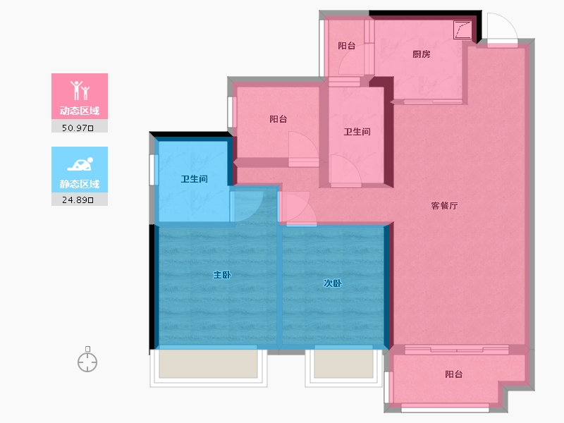 广东省-佛山市-奥誉华庭-81.00-户型库-动静分区