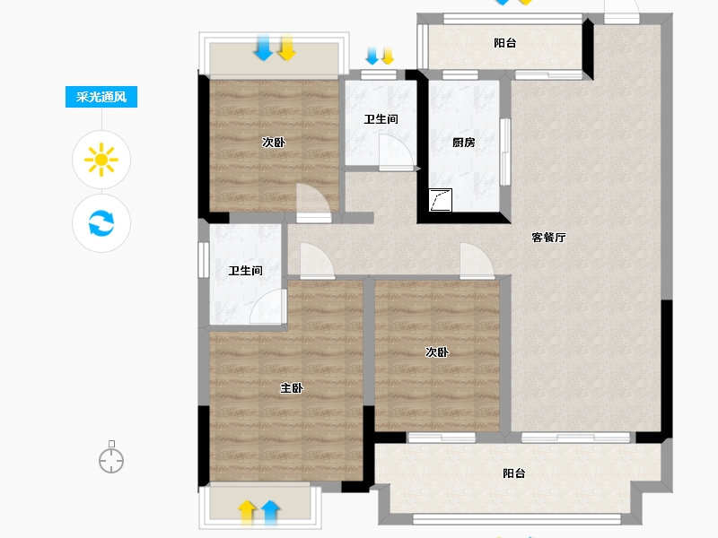 安徽省-阜阳市-建业-96.00-户型库-采光通风