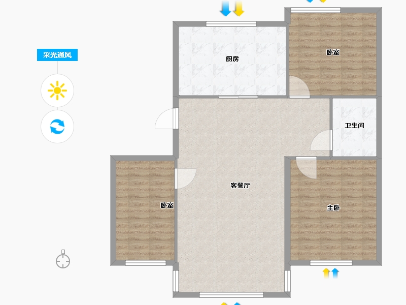 辽宁省-鞍山市-万达海第名都-114.00-户型库-采光通风