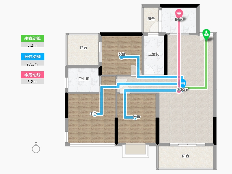 湖南省-衡阳市-金河湾尚品11栋-105.00-户型库-动静线