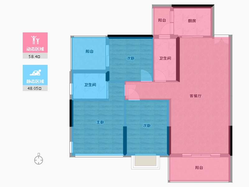 湖南省-衡阳市-金河湾尚品11栋-105.00-户型库-动静分区