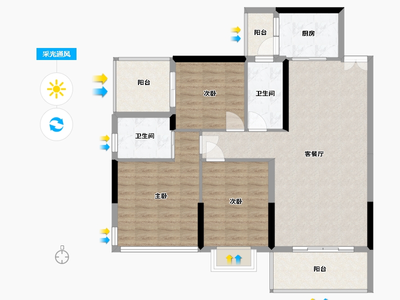 湖南省-衡阳市-金河湾尚品11栋-105.00-户型库-采光通风