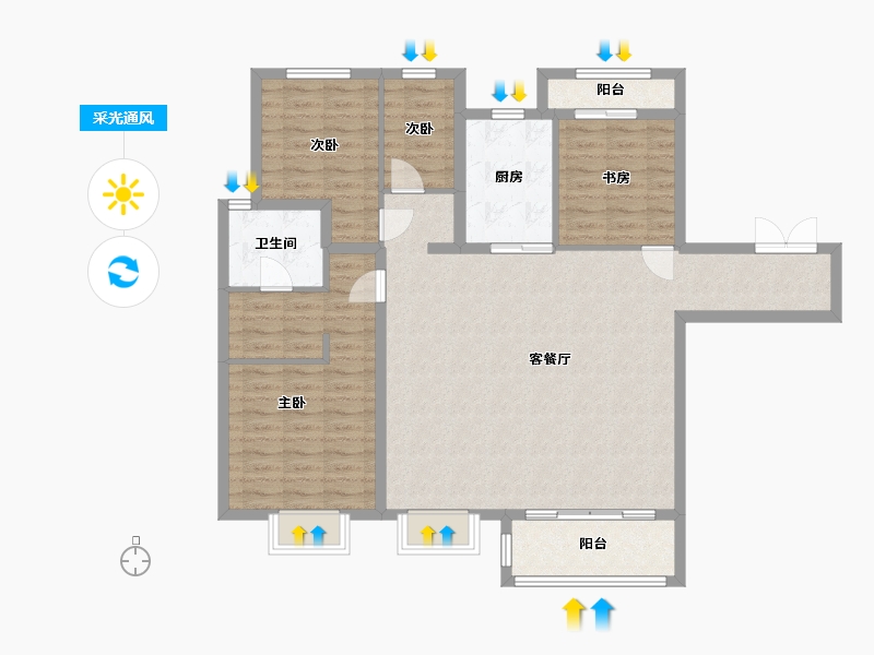 山西省-太原市-中车国际广场-120.00-户型库-采光通风