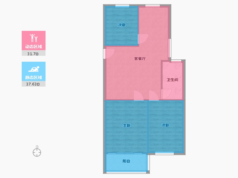 江苏省-苏州市-碧波花园三区-69.00-户型库-动静分区