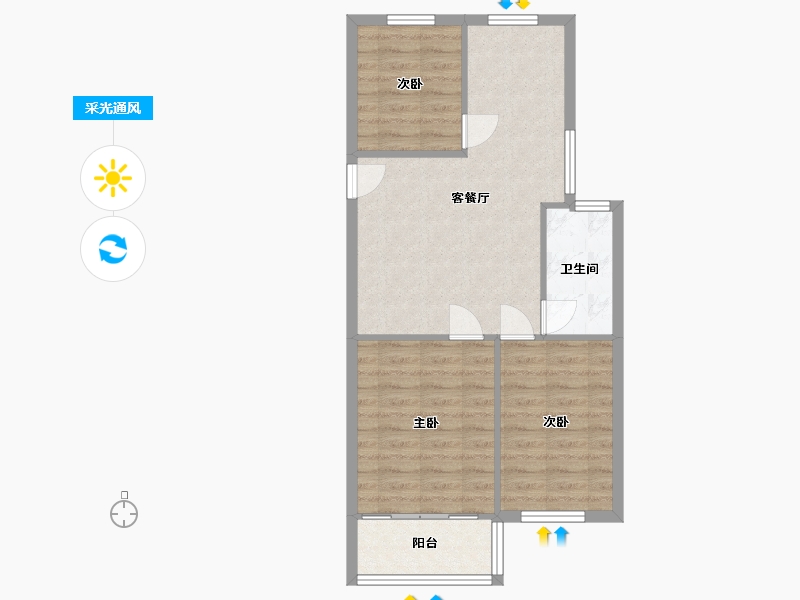 江苏省-苏州市-碧波花园三区-69.00-户型库-采光通风